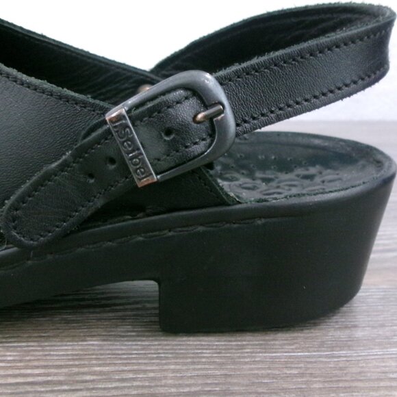 Joseph Seibel  8 / 8.5 Black Leather Open Slingback Low Heel Clogs Size 39 Shoes - Picture 6 of 12